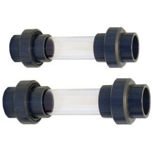 PVC zichtglas met 3-delige koppelingen - 63 mm
