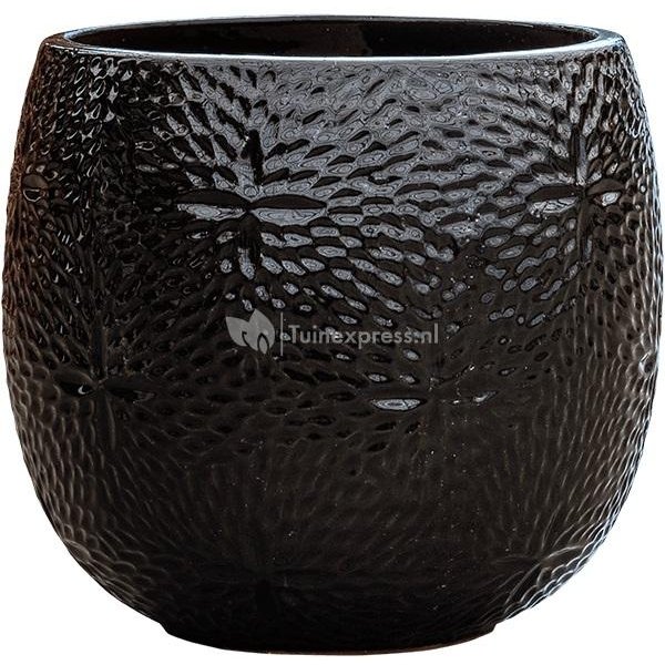 Pot Marly Black ronde zwarte bloempot voor binnen en buiten 30x28 cm