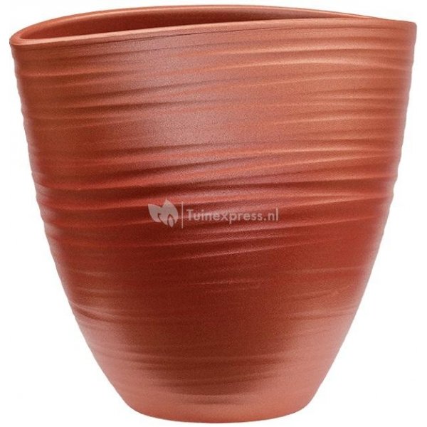 Planter Groove Ovaal Turin Stone Pearl Red17x26 cm rode ovale planter voor binnen