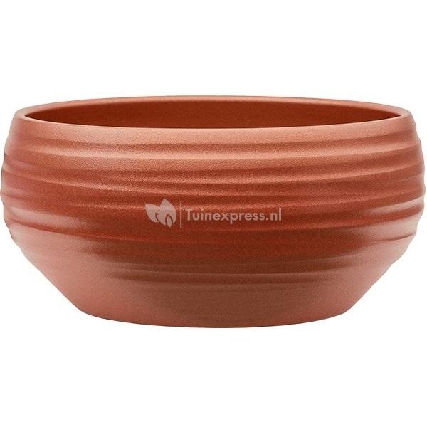 Pot Groove Bowl Monaco Stone Pearl Red 24x11 cm rode ronde bloempot voor binnen