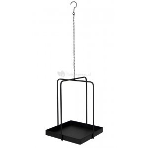 Eton Hanging Display Square Black 35x35x108 cm zwarte metalen plantenhanger met vierkant plateau