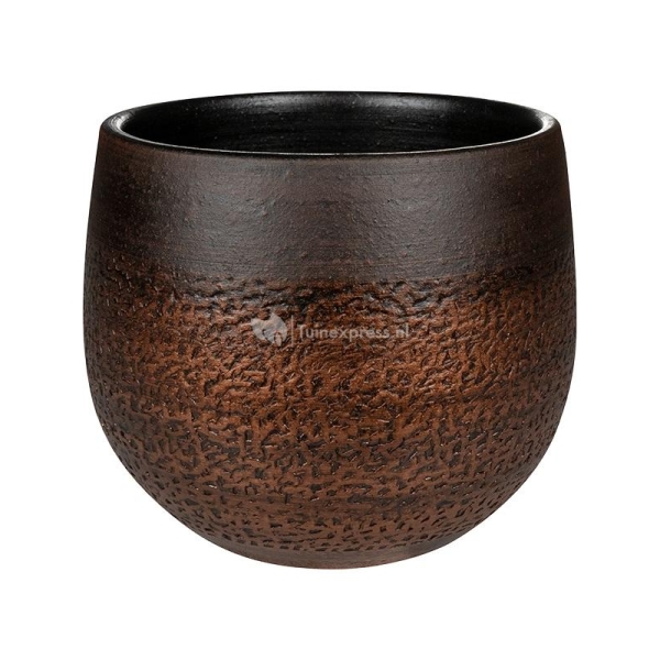Pot Mya Shiny Mocha 15x13 cm ronde bruine bloempot voor binnen