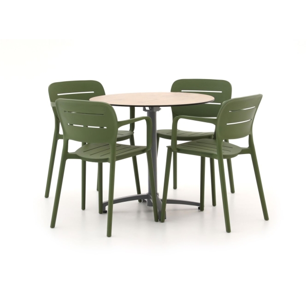 Forza Pazzia/Canzo Ø 80cm dining tuinset 5-delig stapelbaar